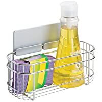 mDesign AFFIXX Estantes de cocina para lavavajillas- estropajos- etc. – Estantería metálica de pared autoadhesiva…